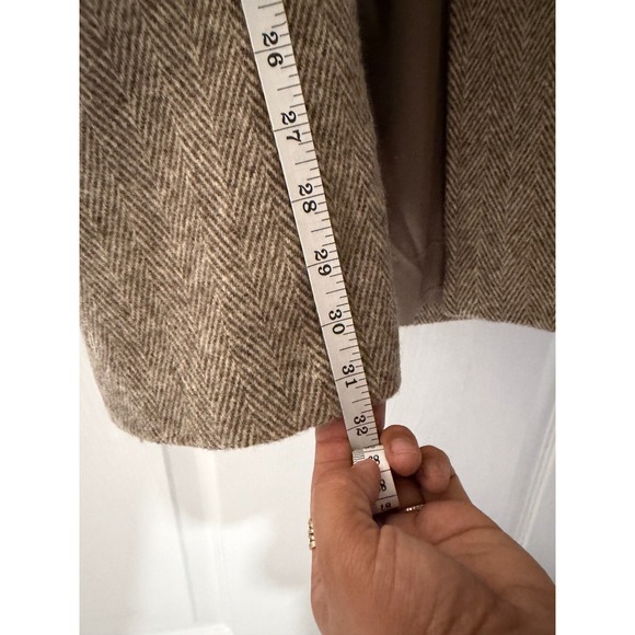 Nobler Fashions Women's Wool Blend Herringbone Shawl Collar Overcoat Tan - Picture 7 of 11